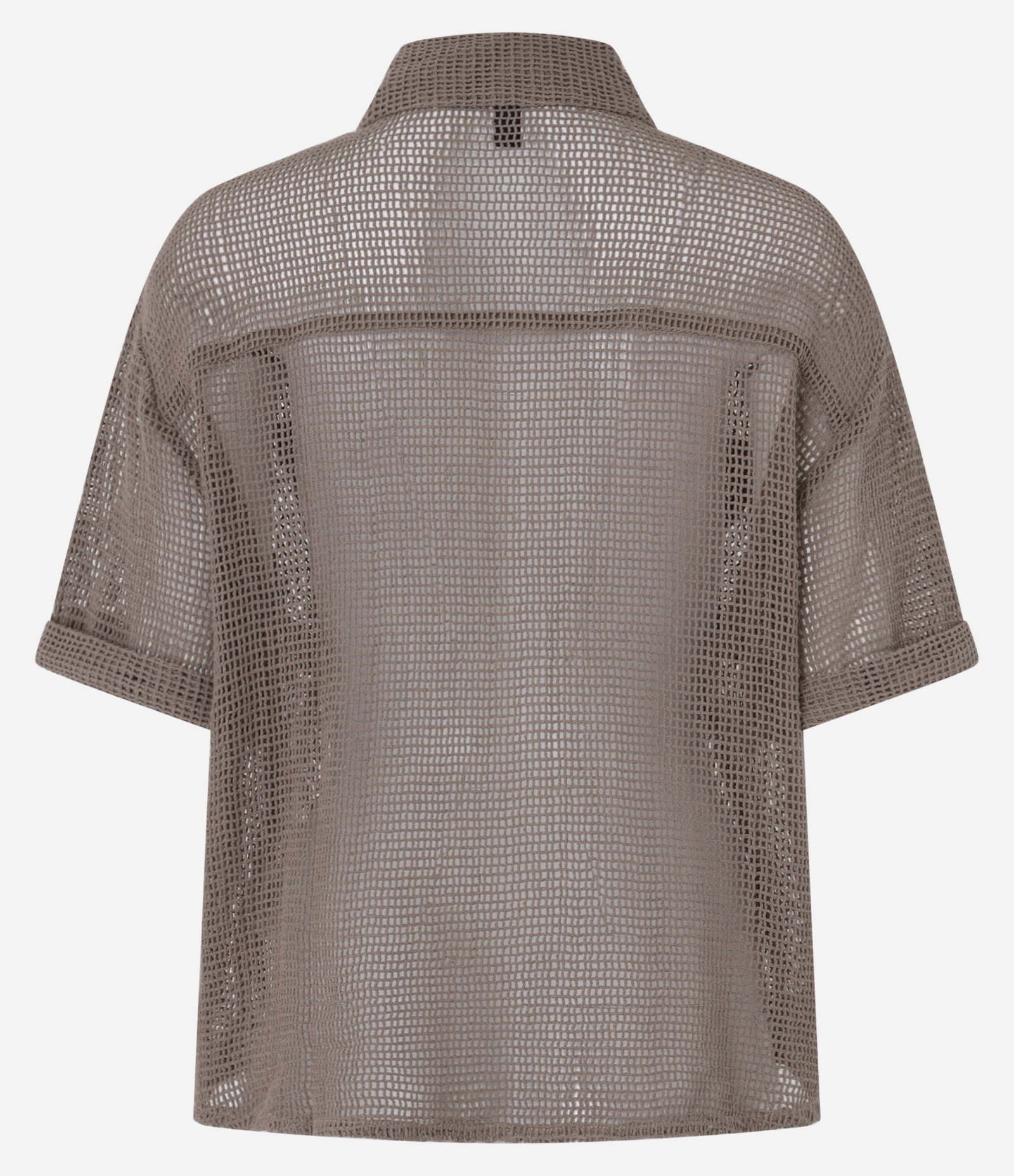 Camisa em Viscose com Textura com Bolso Frontal Marrom 7