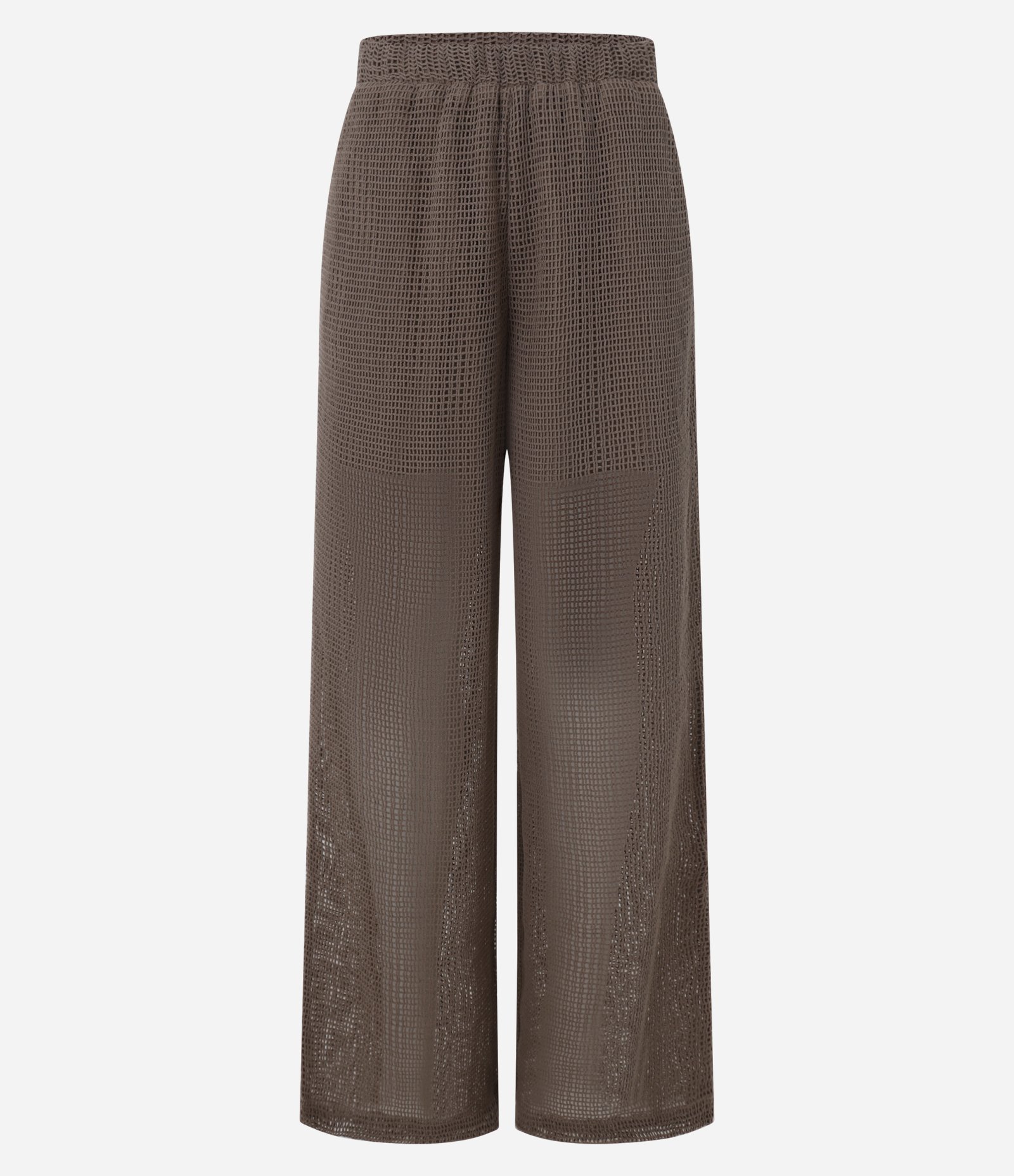 Calça Pantalona em Algodão com Textura e Bolsos Marrom 6