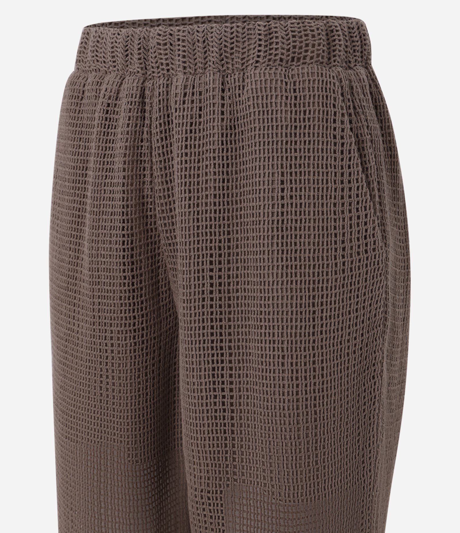 Calça Pantalona em Algodão com Textura e Bolsos Marrom 7