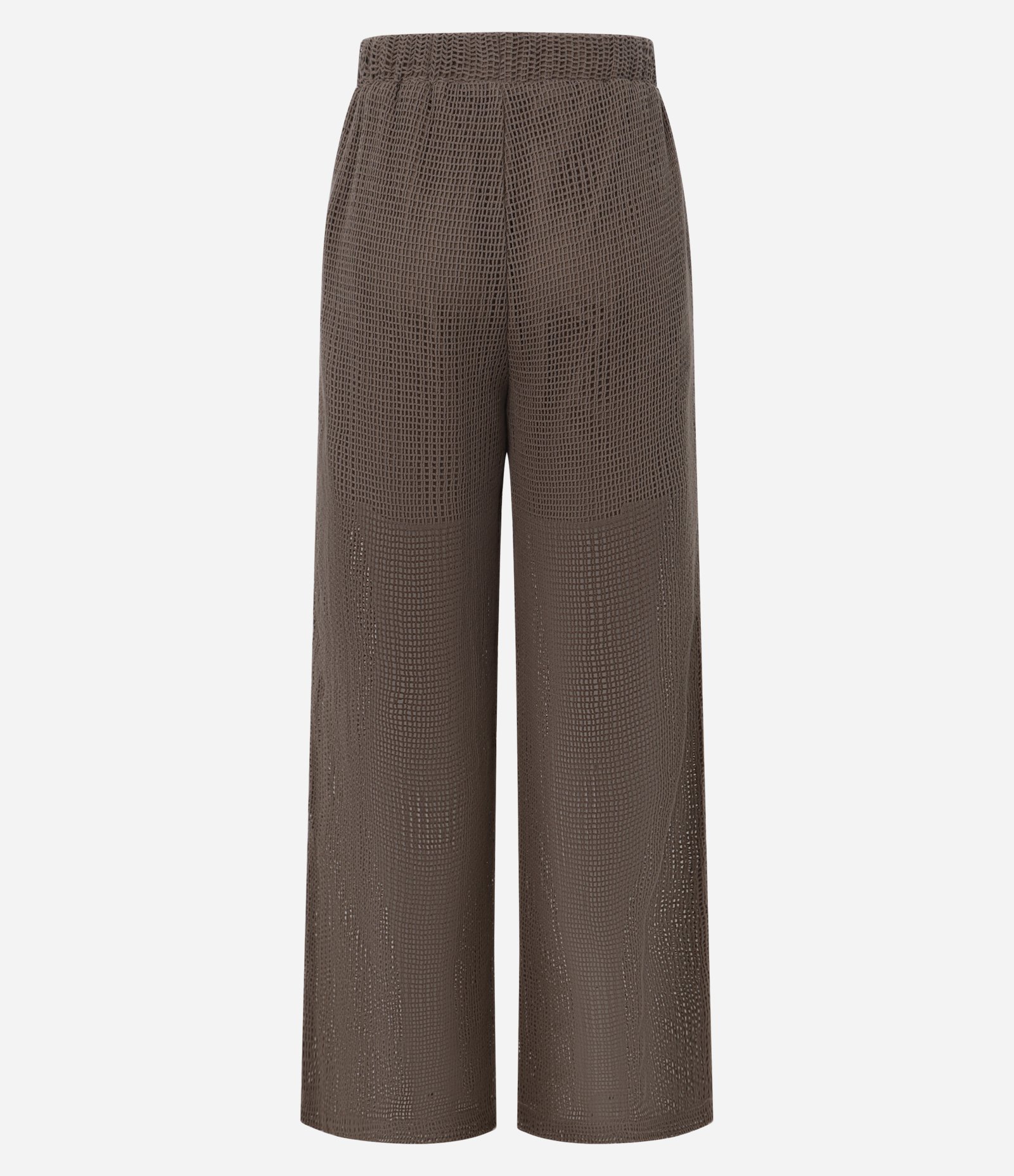 Calça Pantalona em Algodão com Textura e Bolsos Marrom 8