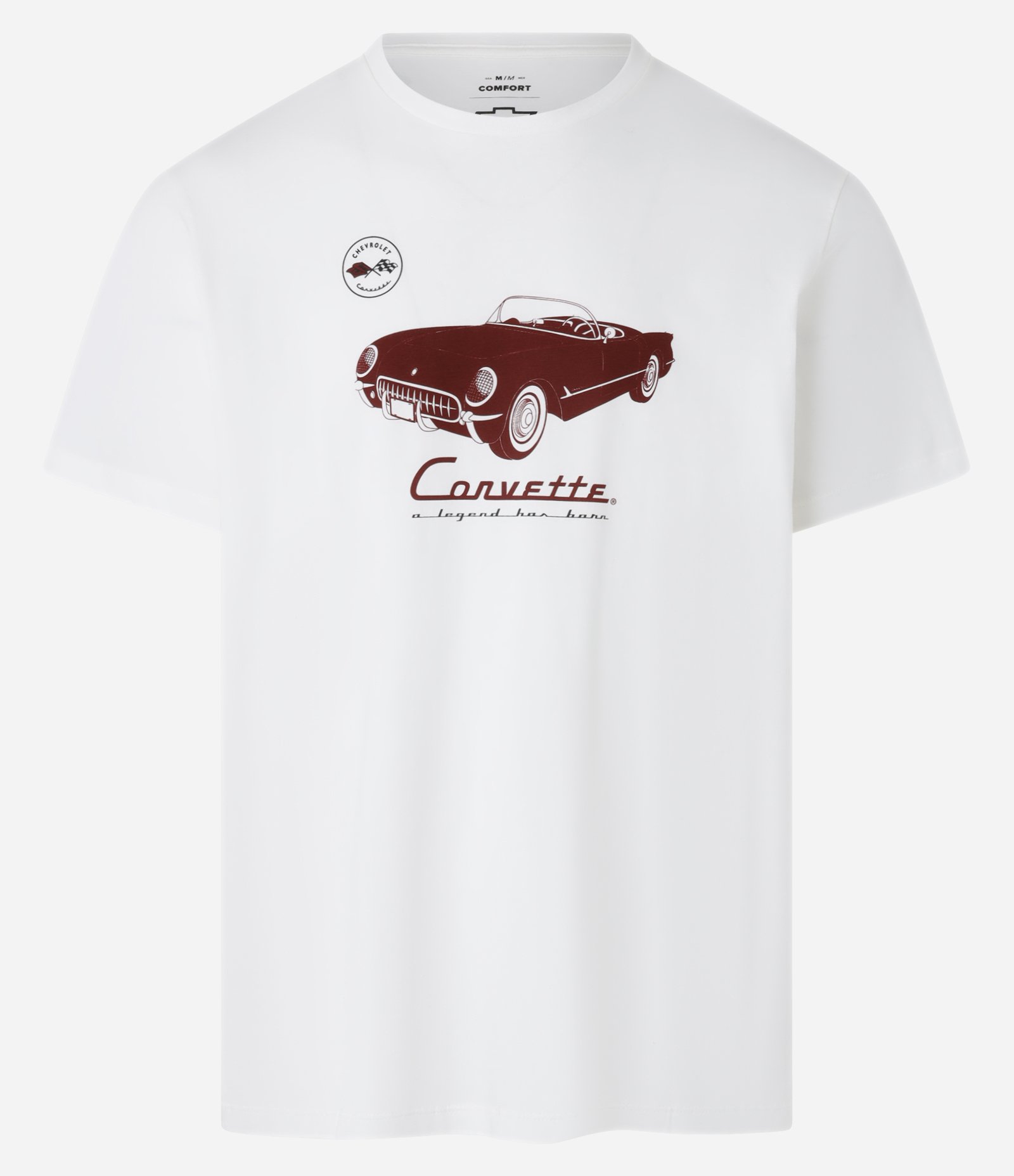 Camiseta Comfort em Algodão com Estampa de Carro Carro Corvette da Chevrolet Branco 7