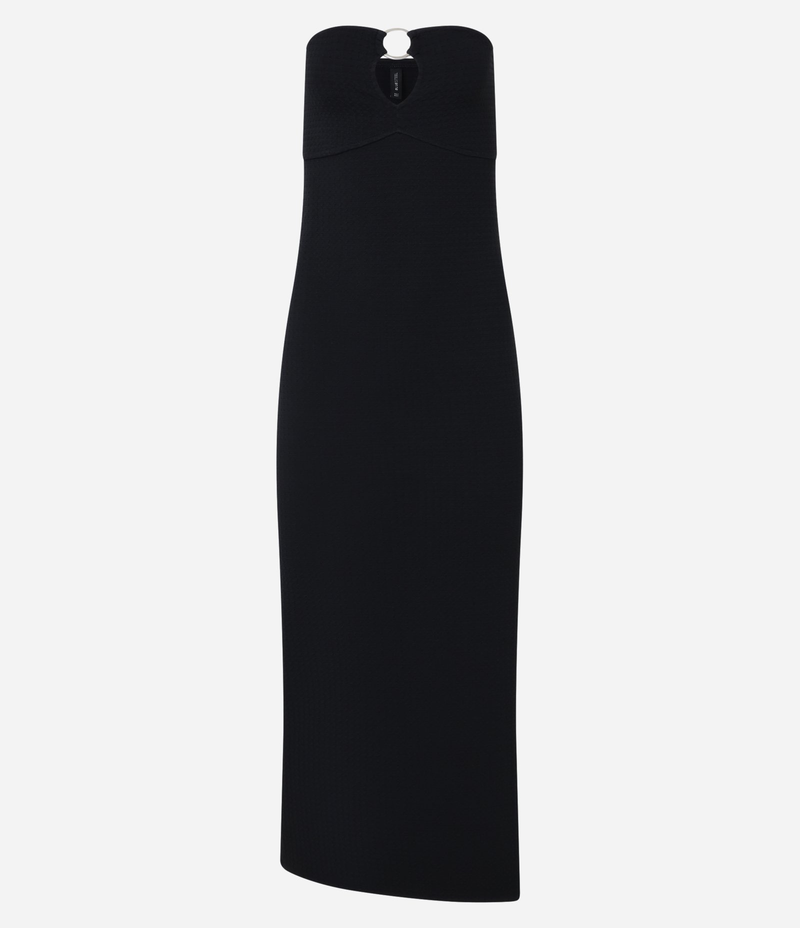 Vestido Longo em Helanca com Textura com Aviamento no Decote Preto 5