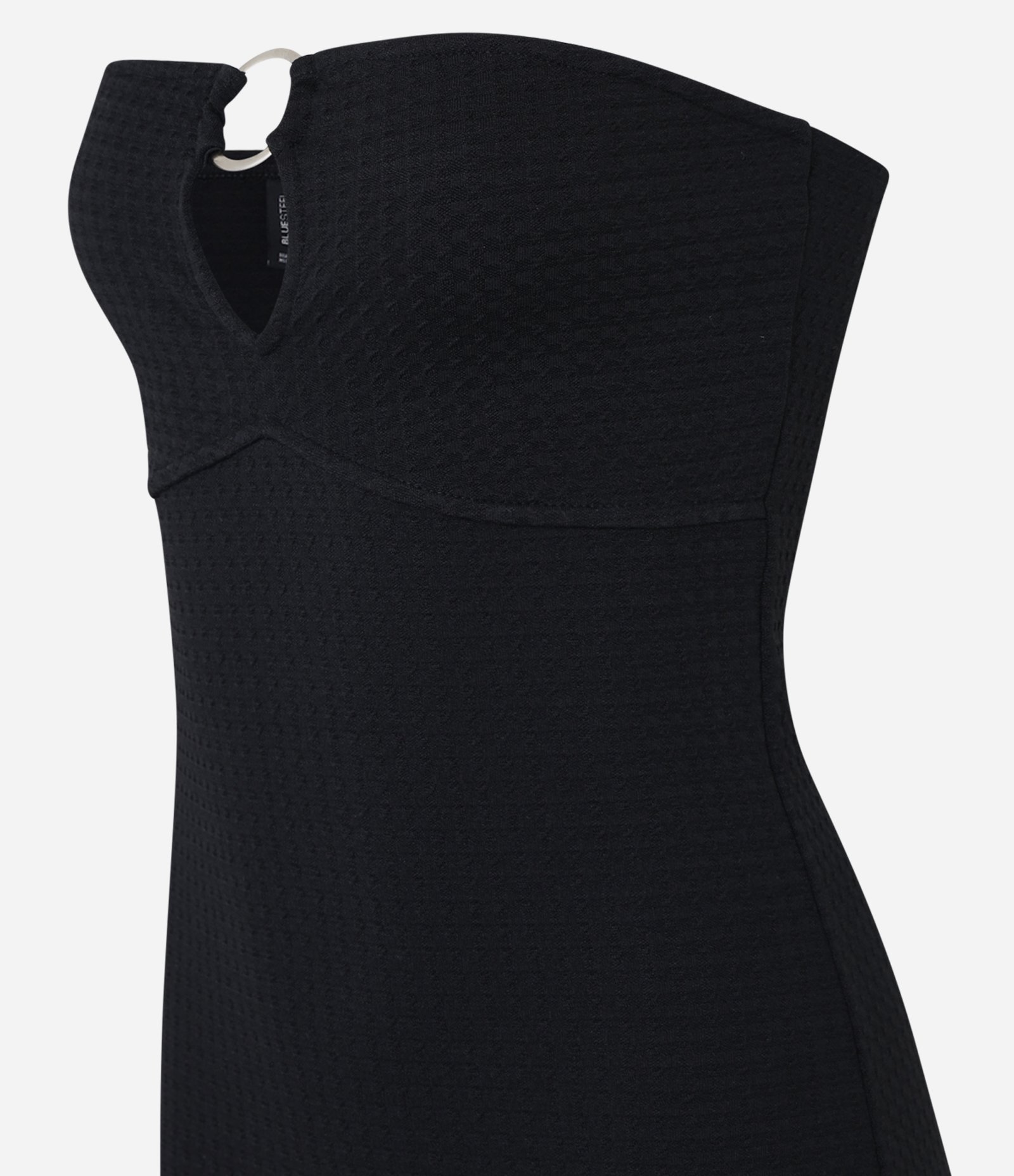 Vestido Longo em Helanca com Textura com Aviamento no Decote Preto 6