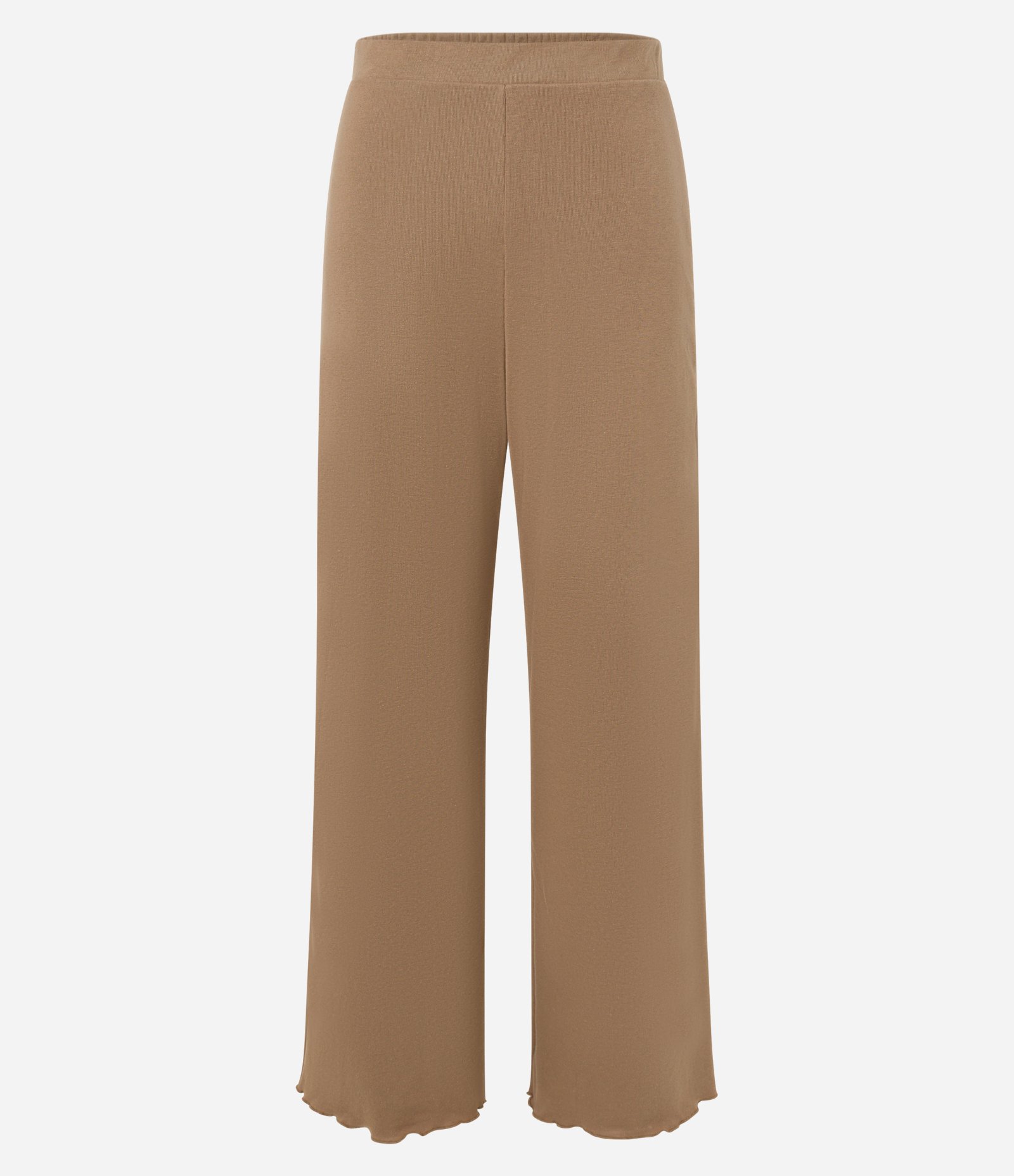 Calça Wide Leg com Cintura Alta e Elástico no Cós Bege 6