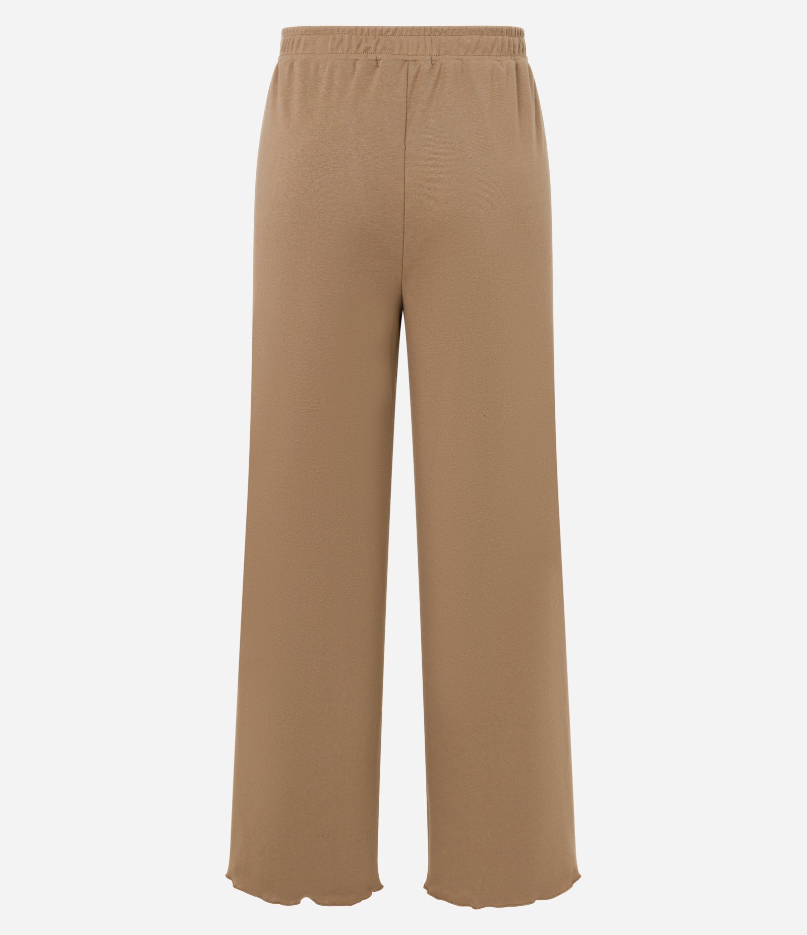 Calça Wide Leg com Cintura Alta e Elástico no Cós Bege 7