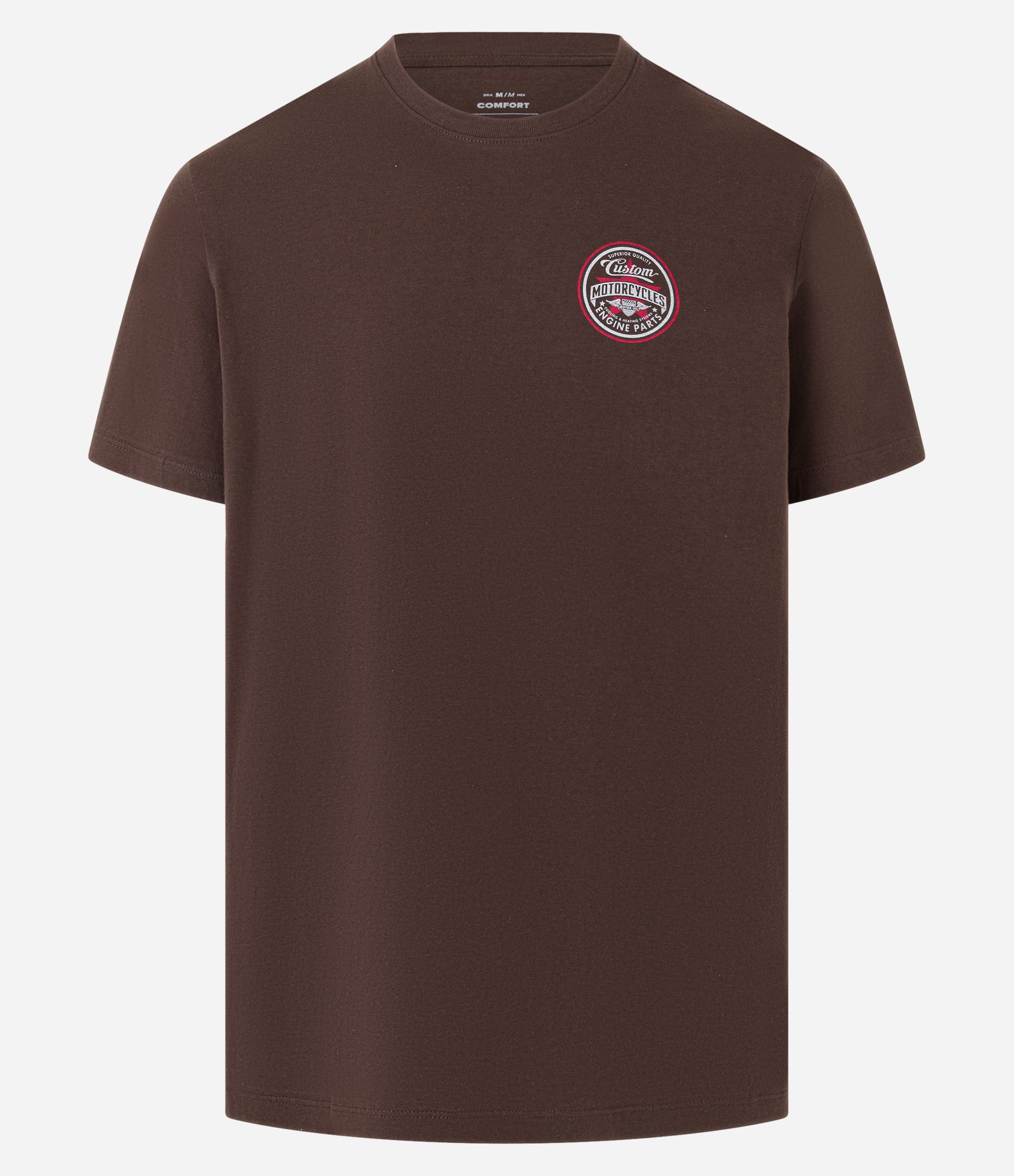 Camiseta Comfort em Algodão Motorcycles Custom Marrom 5