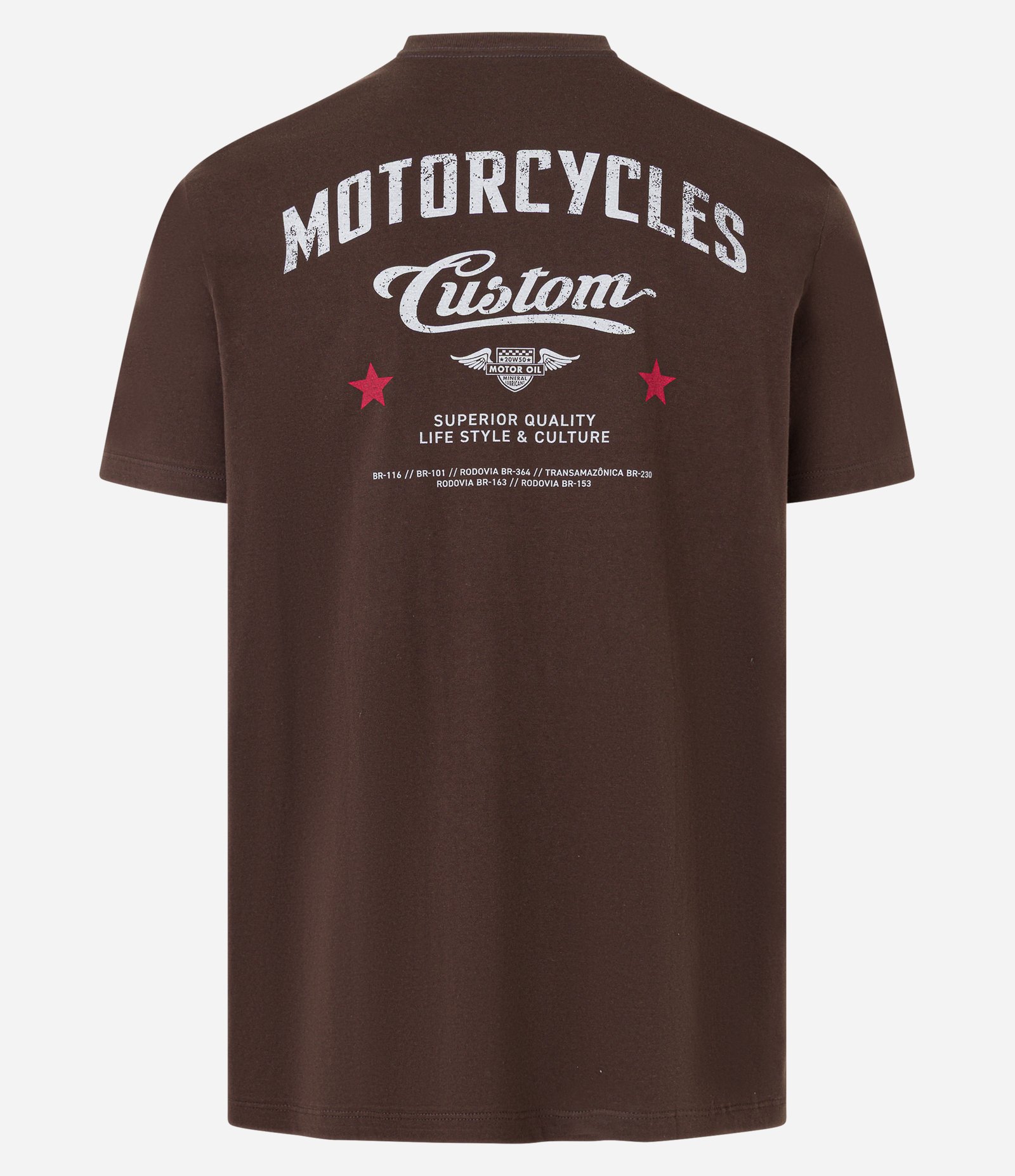 Camiseta Comfort em Algodão Motorcycles Custom Marrom 6