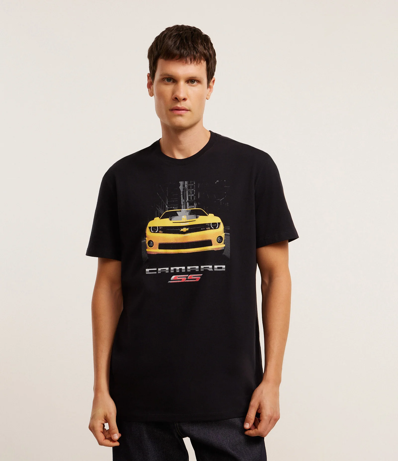 Camiseta Comfort em Algodão com Estampa Chevrolet Preto 1