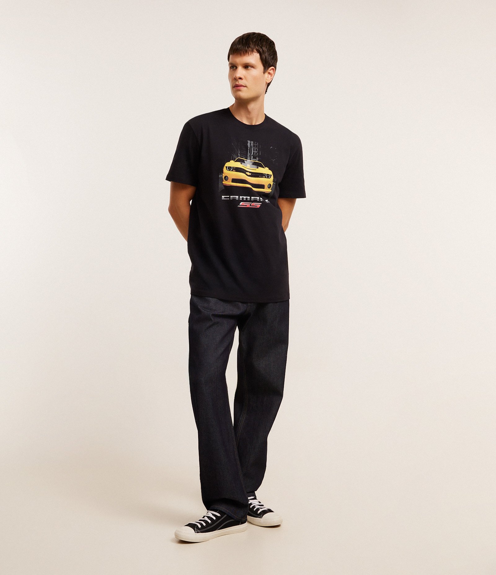 Camiseta Comfort em Algodão com Estampa Chevrolet Preto 2
