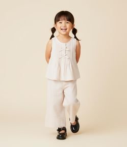 Conjunto Infantil em Tricoline com Lacinhos e Calça Wide Leg - Tam 1 a 6 Anos