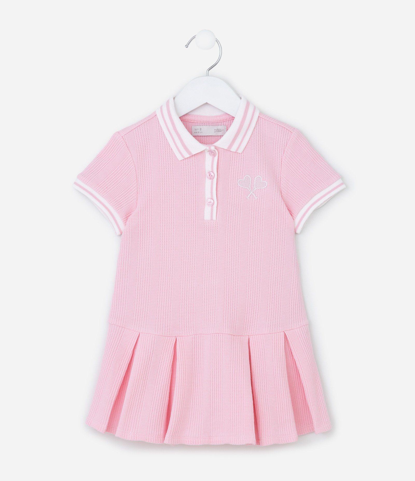 Vestido Infantil Tenista com Pregas - Tam 1 a 6 Anos Rosa 1