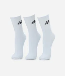 Kit 03 Pares de Meias com Cano Longo Estampa New Balance