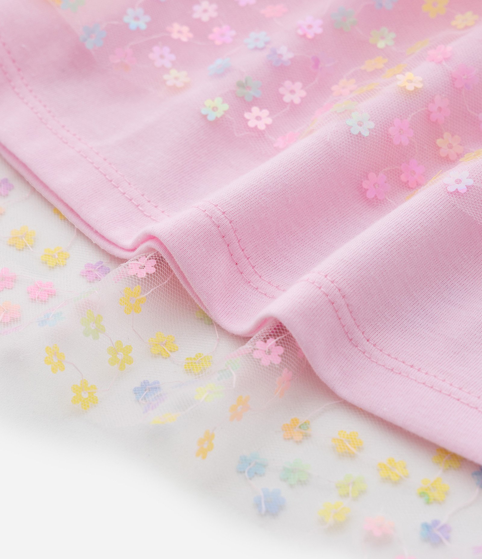 Vestido Infantil em Tule com Babados e Flores - Tam 1 a 6 Anos Rosa 5