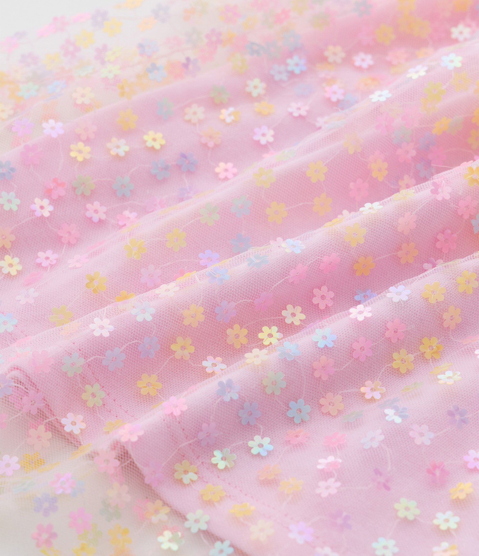 Vestido Infantil em Tule com Babados e Flores - Tam 1 a 6 Anos Rosa 6