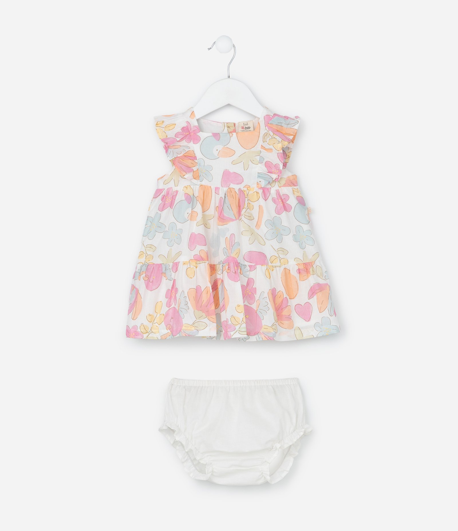 Vestido Infantil em Tricoline Babado e Calcinha - Tam 3 a 18 Meses Multicores 2