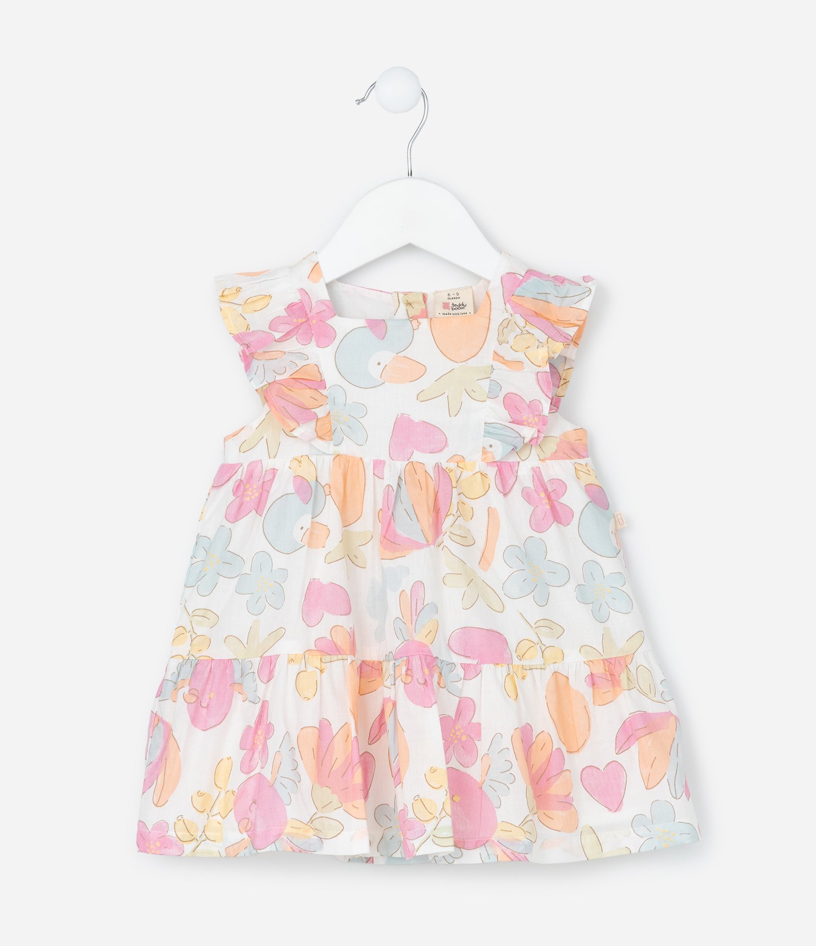 Vestido Infantil em Tricoline Babado e Calcinha - Tam 3 a 18 Meses Multicores 3