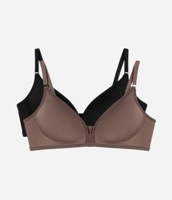 Kit 02 Sutiãs em Poliamida com Bojo e Sem Aro DelRio