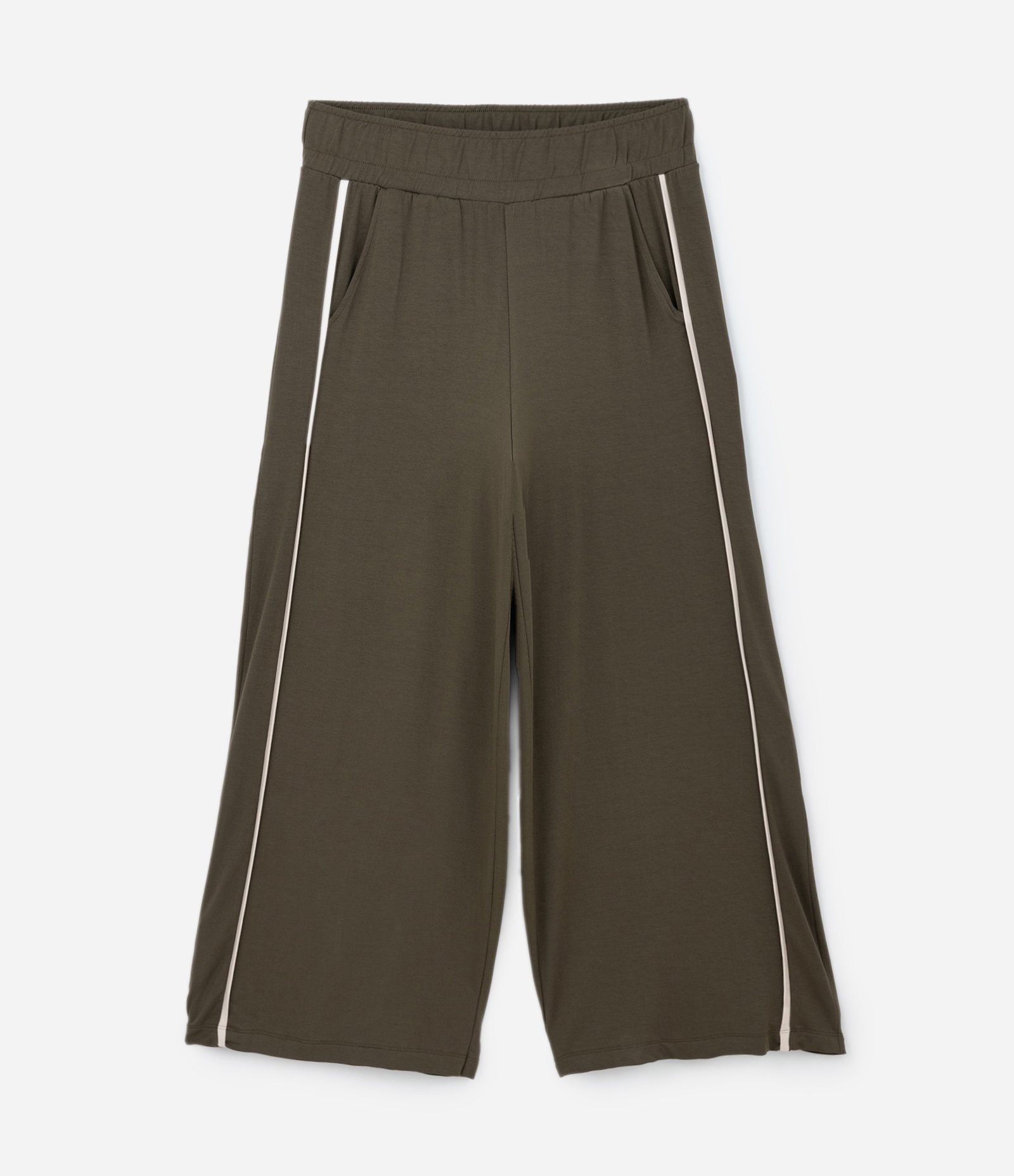 Calça Pantalona em Crepe com Listra na Lateral Curve & Plus Size Verde 5