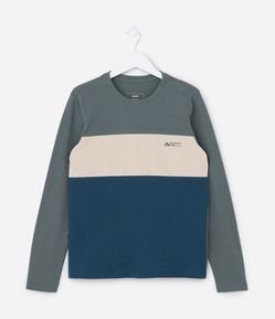 Camiseta Infantil em Malha Piquet com Blocos de Cores - Tam 5 a 10 anos