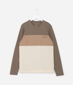 Camiseta Infantil em Malha Piquet com Blocos de Cores - Tam 5 a 10 anos