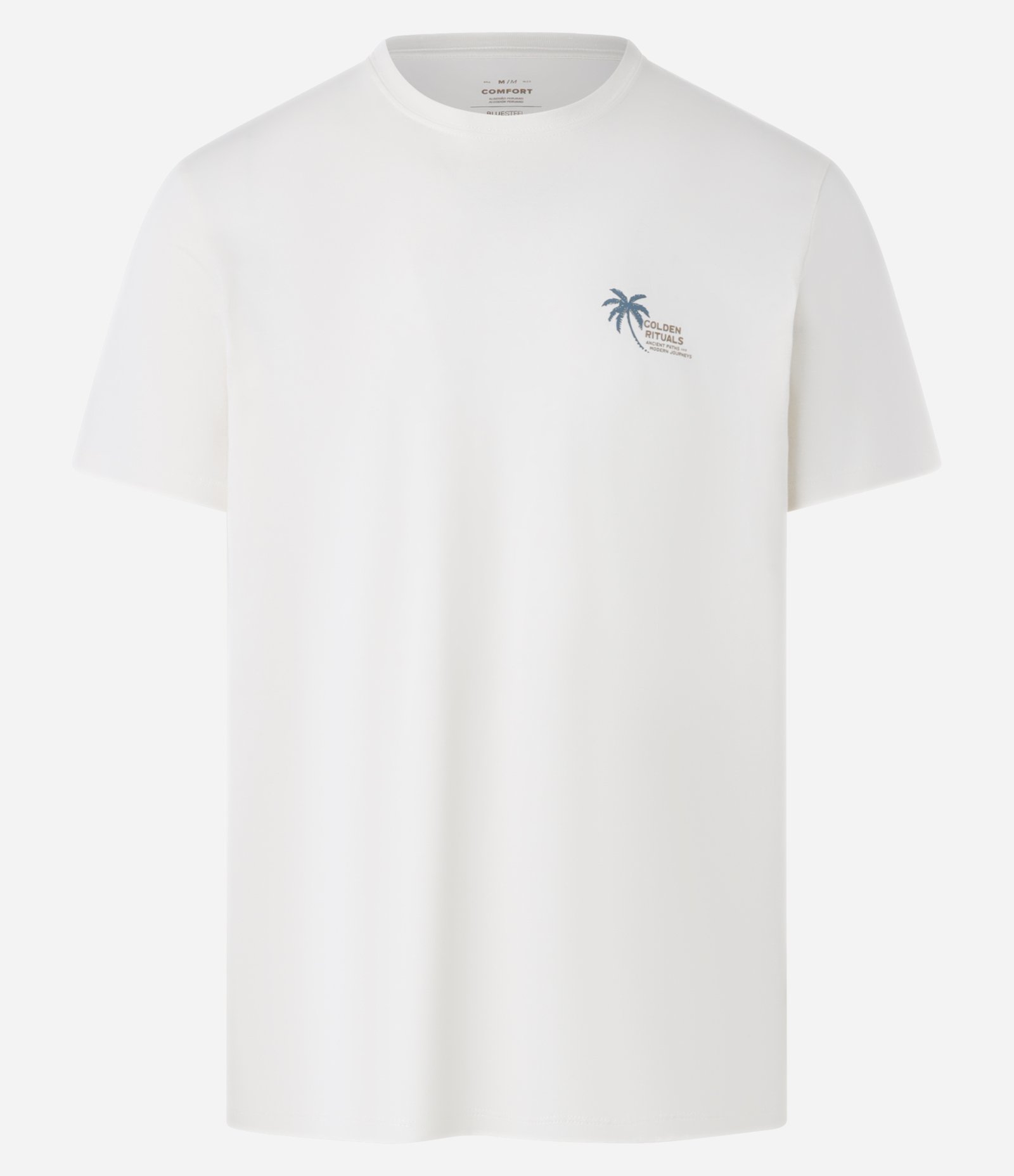 Camiseta Comfort em ALgodão Peruano com  Estampa de Praia "Golden Rituals" Off White 4