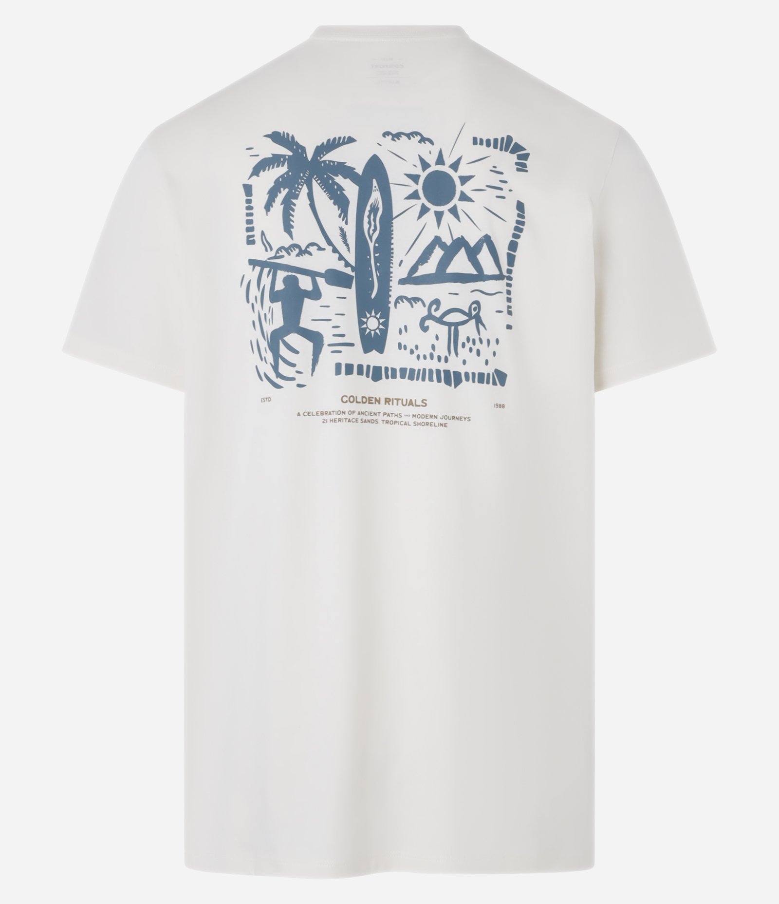 Camiseta Comfort em ALgodão Peruano com  Estampa de Praia "Golden Rituals" Off White 5