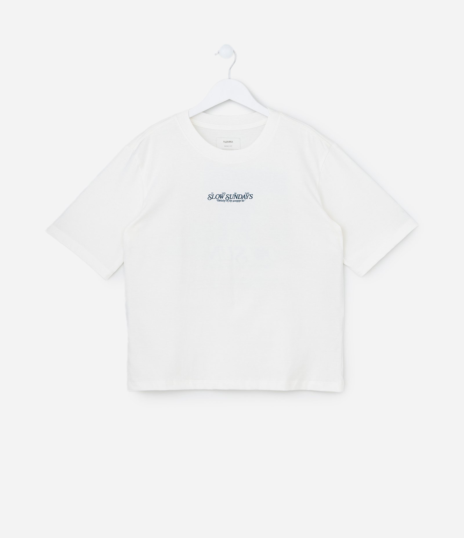 Camiseta Boxy Infantil com Lettering Slow Sundays - Tam 5 a 14 Anos Branco 1