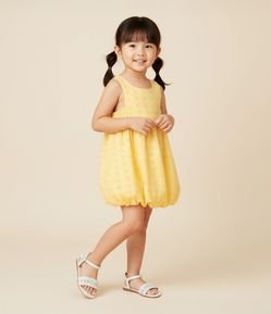 Vestido Balonê Infantil em Laise Texturizado - Tam 1 a 6 Anos