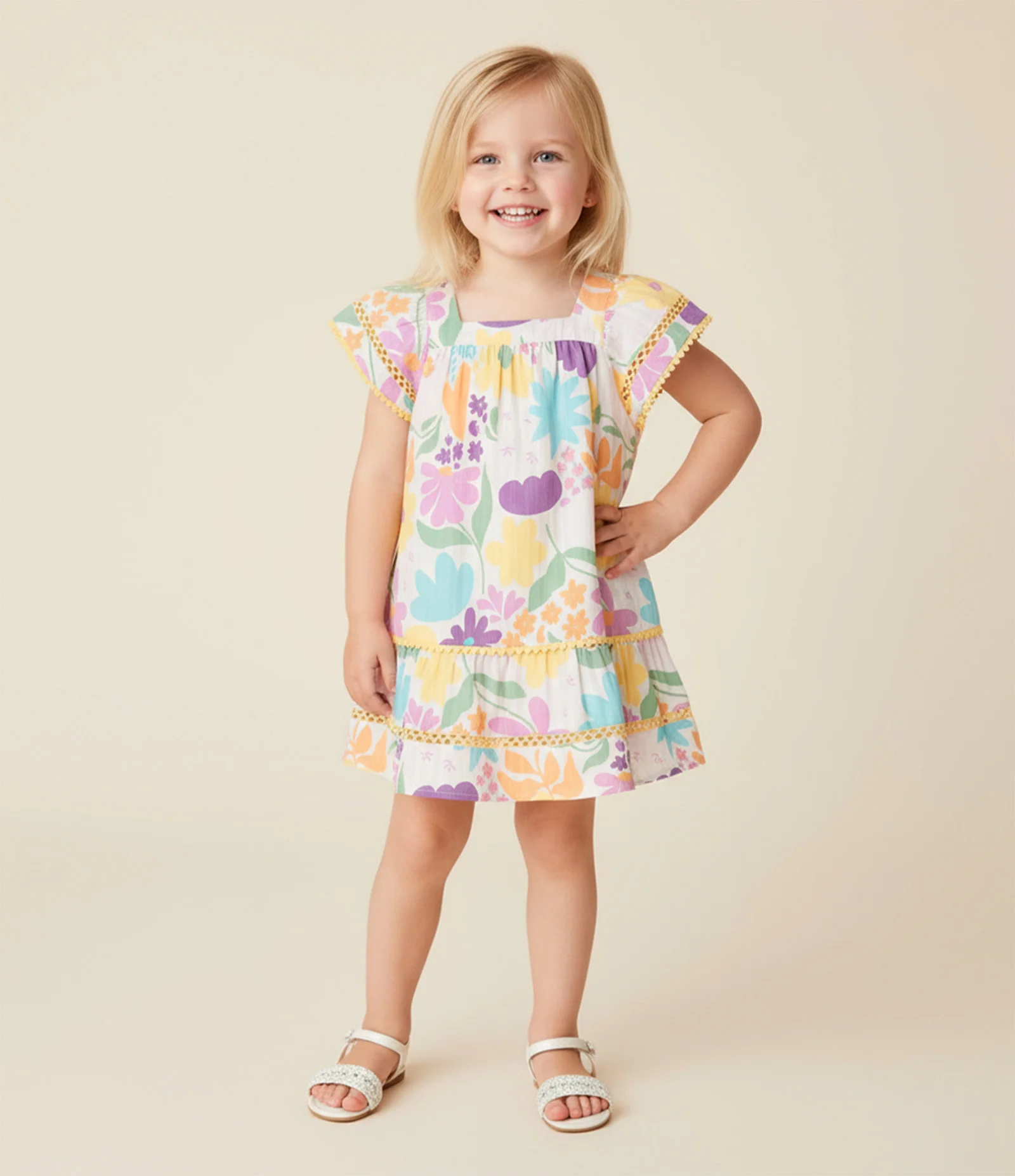Vestido Infantil com Estampa Floral - Tam 1 a 6 Anos Multicores 1