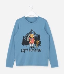 Camiseta Infantil com Estampa Capivara Aventureira - Tam 5 a 14 Anos