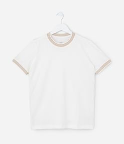 Camiseta Infantil Texturizada com Viés Contrastantes - 5 a 14 Anos