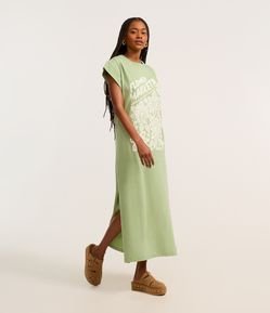 Vestido Long Midi com Estampa Floral e Fenda