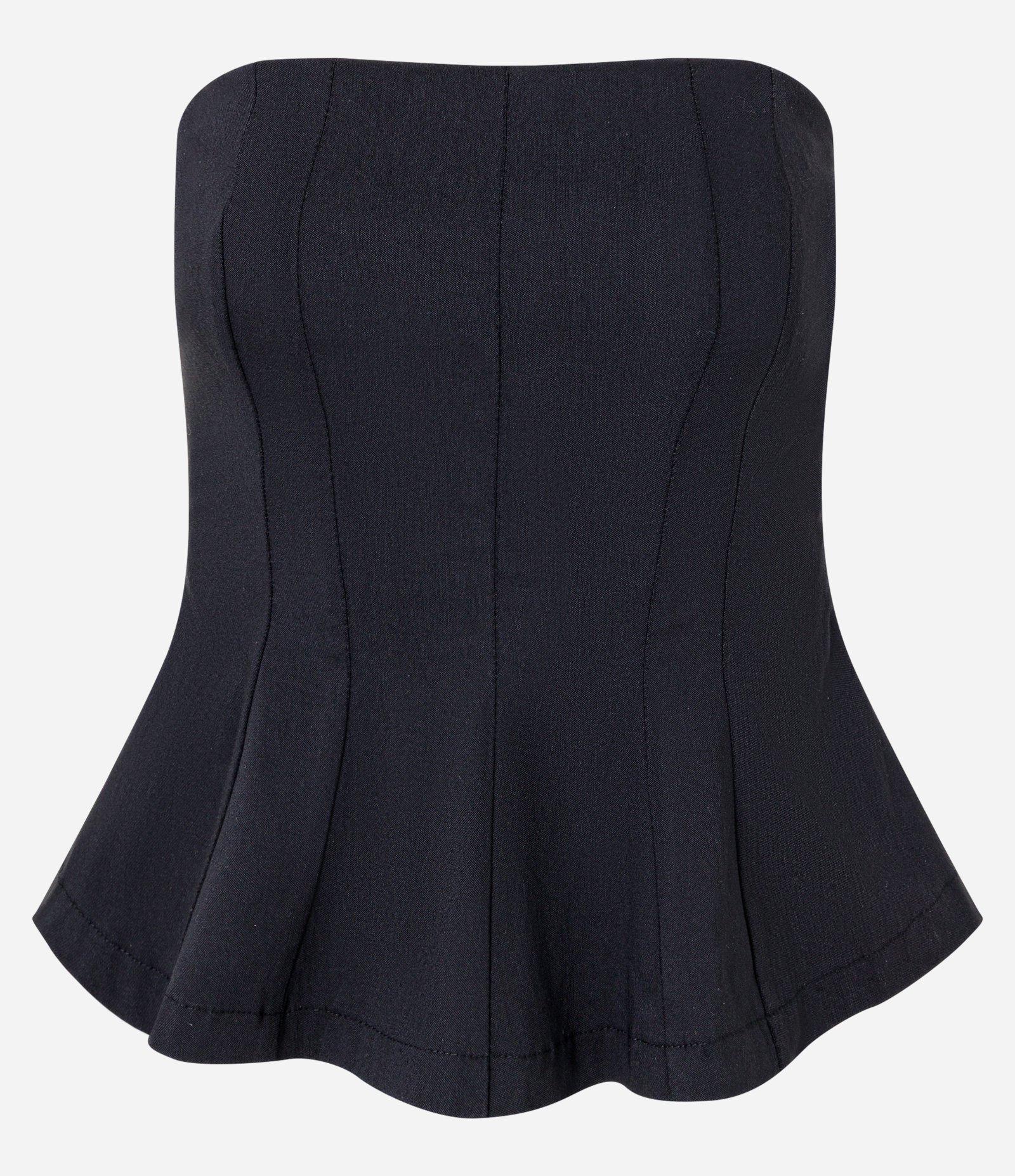 Blusa Peplum em Bengaline sem Alças Preto 4