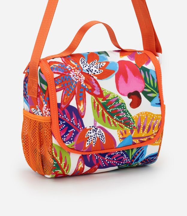 Lancheira com Tampa e Estampa Floral com Cajus