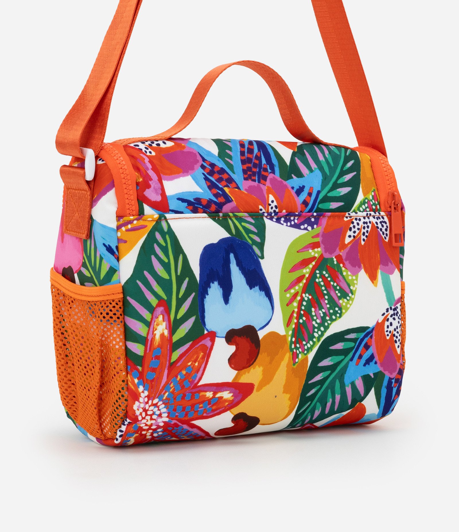 Lancheira com Tampa e Estampa Floral com Cajus Multicores 3