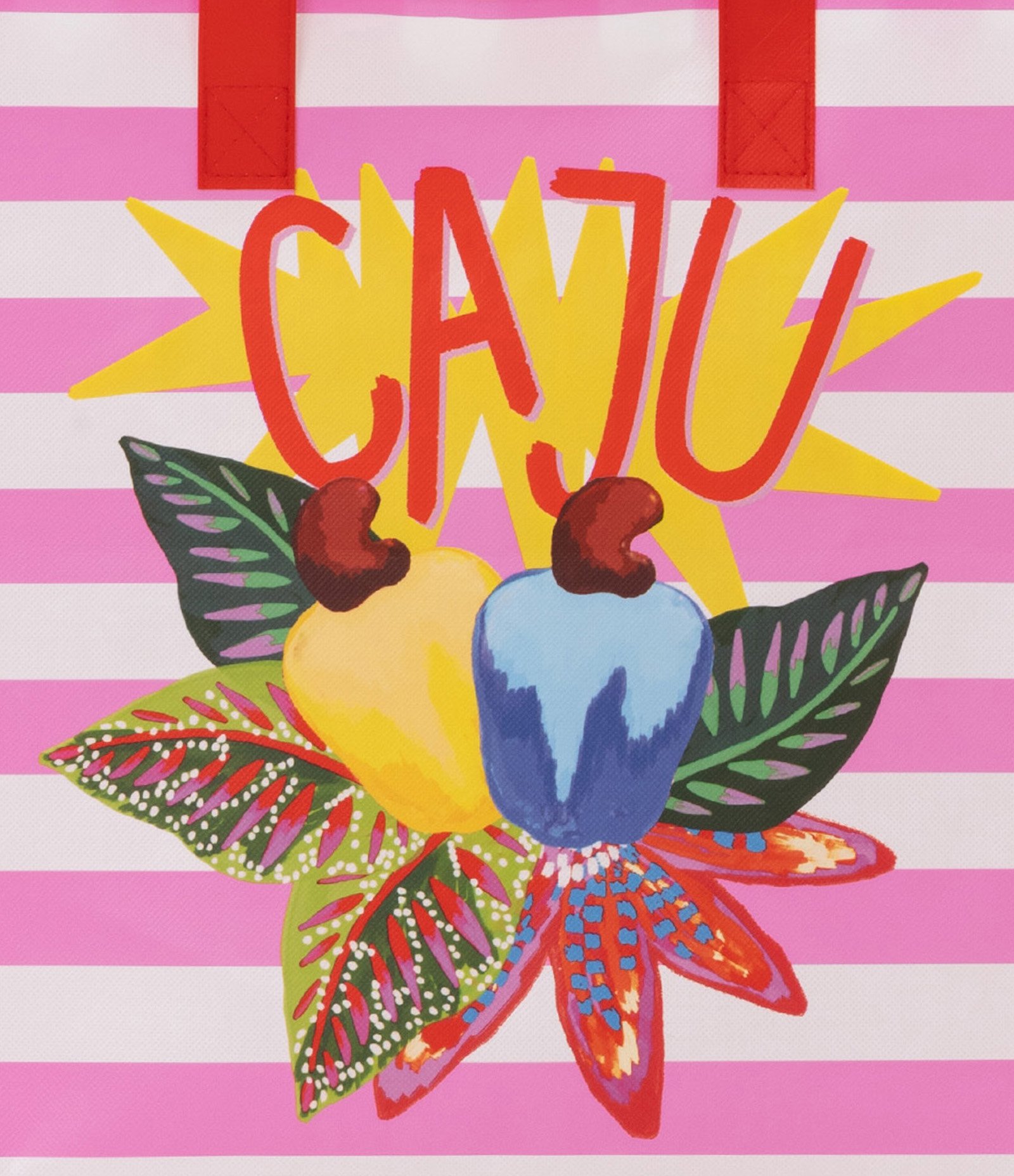 Sacola de Compras Listrada com Estampa de Cajus Multicores 4