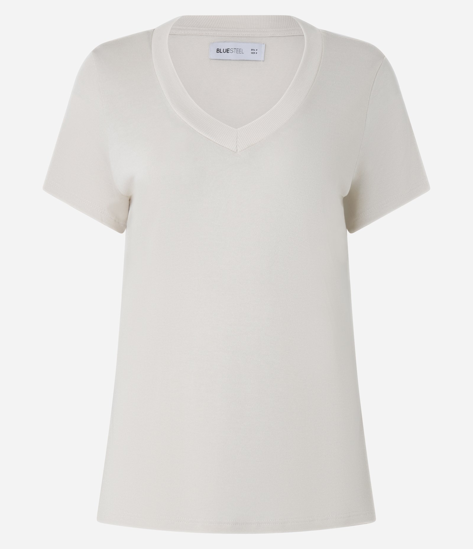 Blusa Básica em Viscose com Gola V em Ribana Bege 4