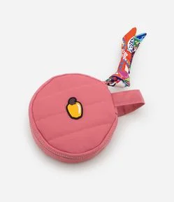 Nécessaire Redonda com Zíper e Detalhe de Lenço com Caju