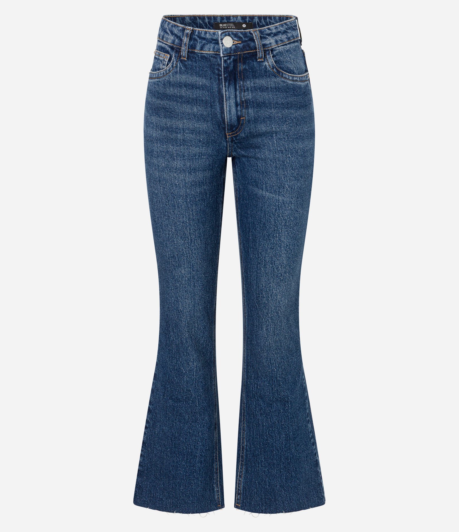 Calça Cropped Flare em Jeans com Barra Cortada Médio 6