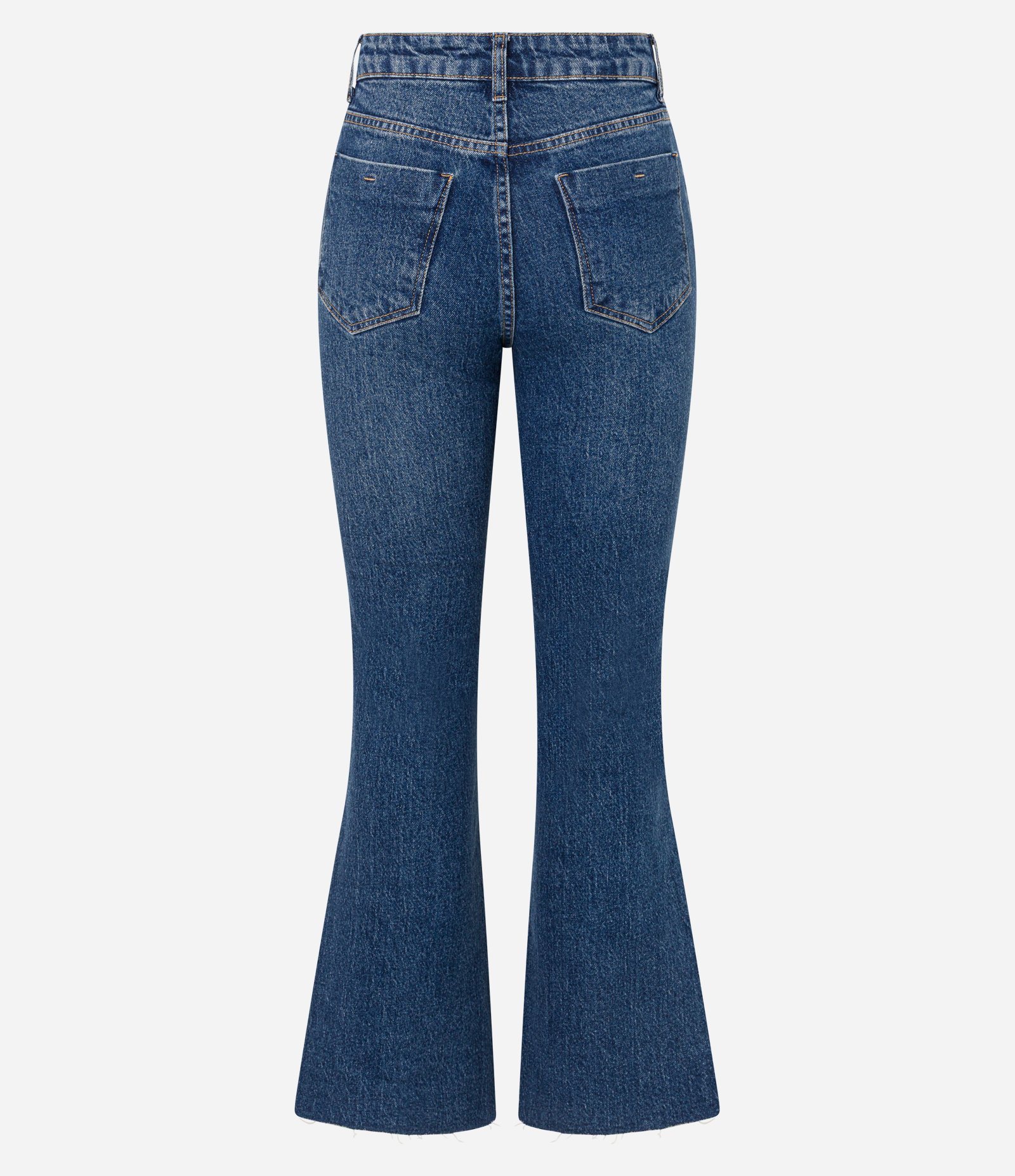 Calça Cropped Flare em Jeans com Barra Cortada Médio 7