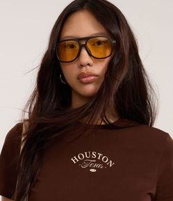 Blusa Baby Look em Algodão com Estampa Houston