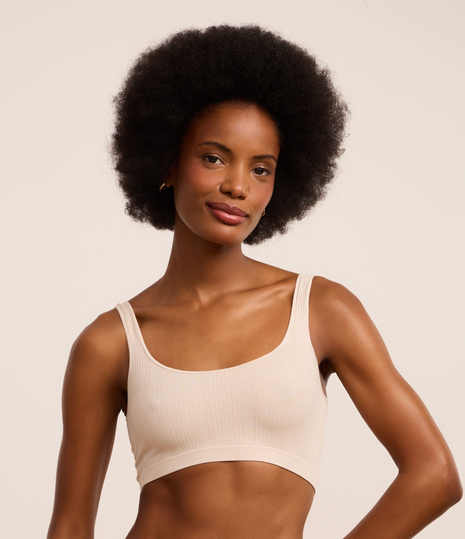 Sutiã Top Seamless Texturizado Bege 1