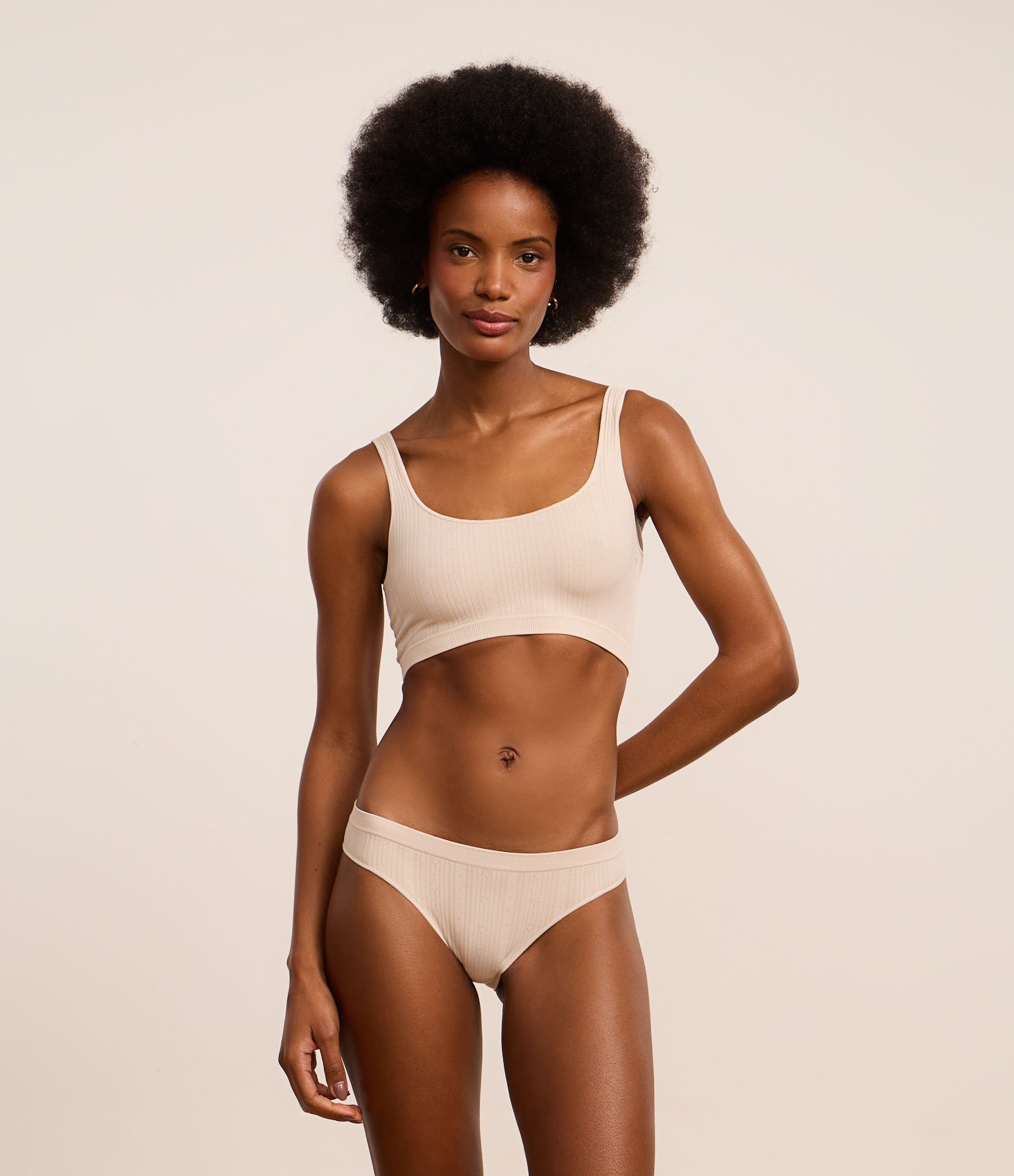 Sutiã Top Seamless Texturizado Bege 2