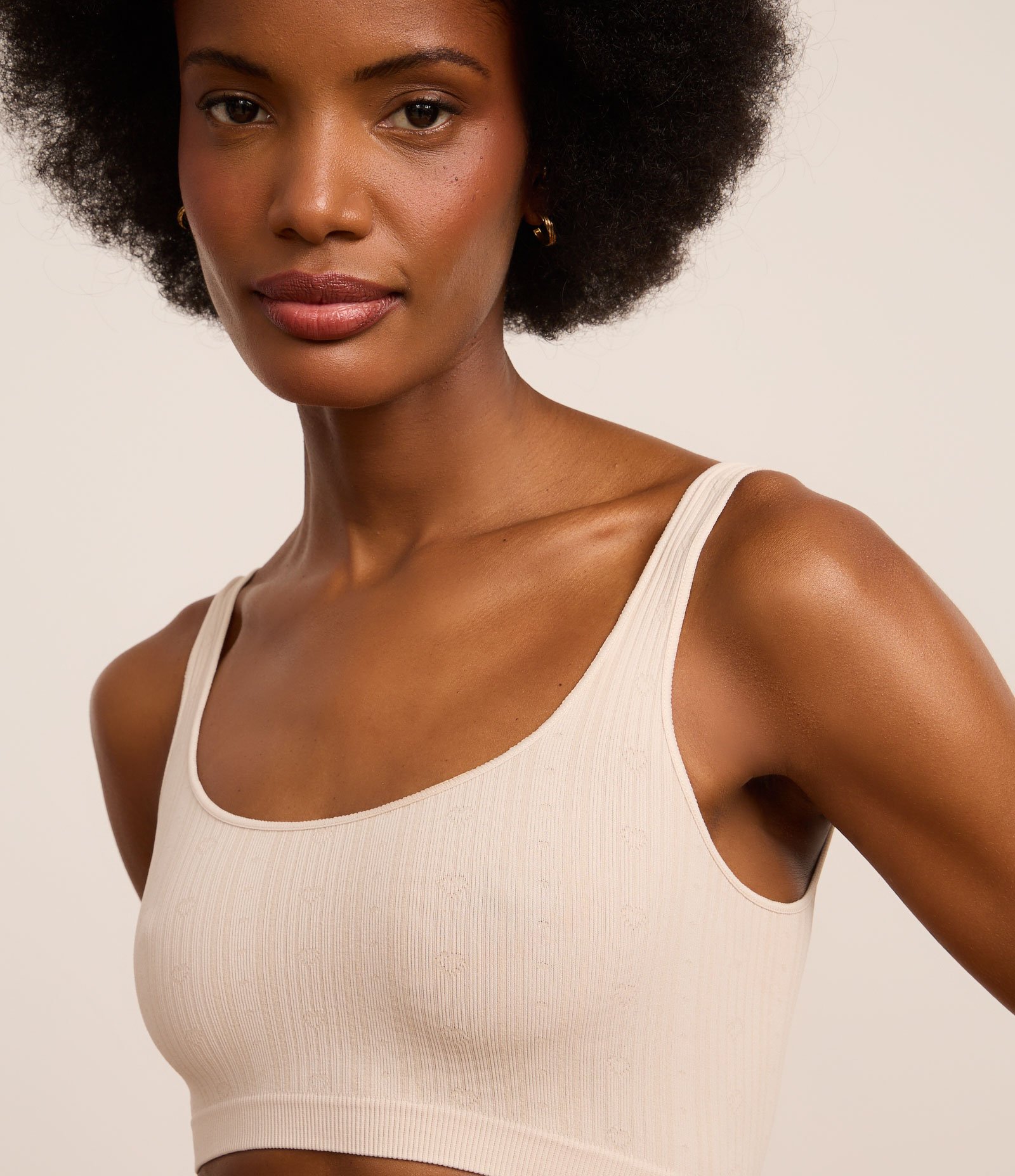 Sutiã Top Seamless Texturizado Bege 3