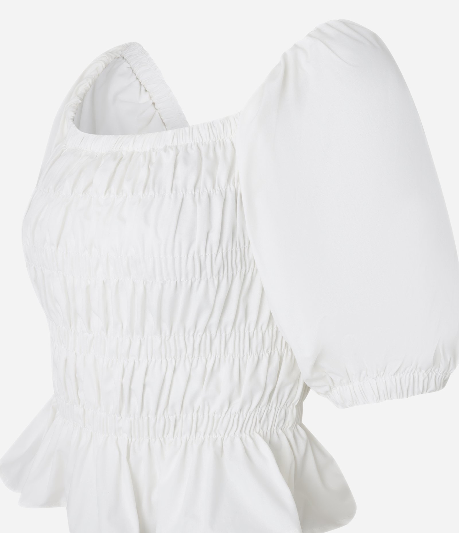 Blusa em Tricoline com Lastex e Manga Bufante Branco 5