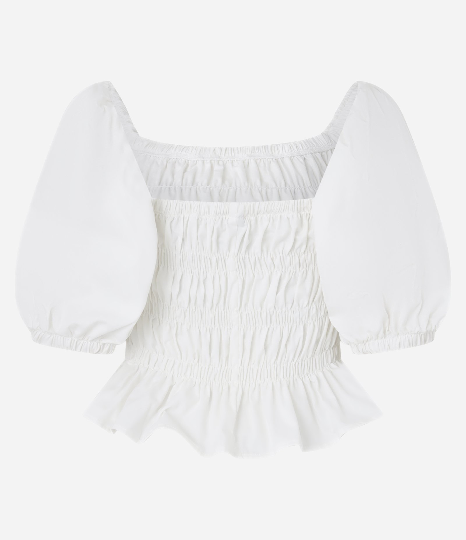 Blusa em Tricoline com Lastex e Manga Bufante Branco 6