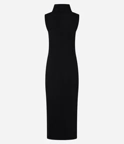 Vestido Long Midi em Anaruga com Gola Alta