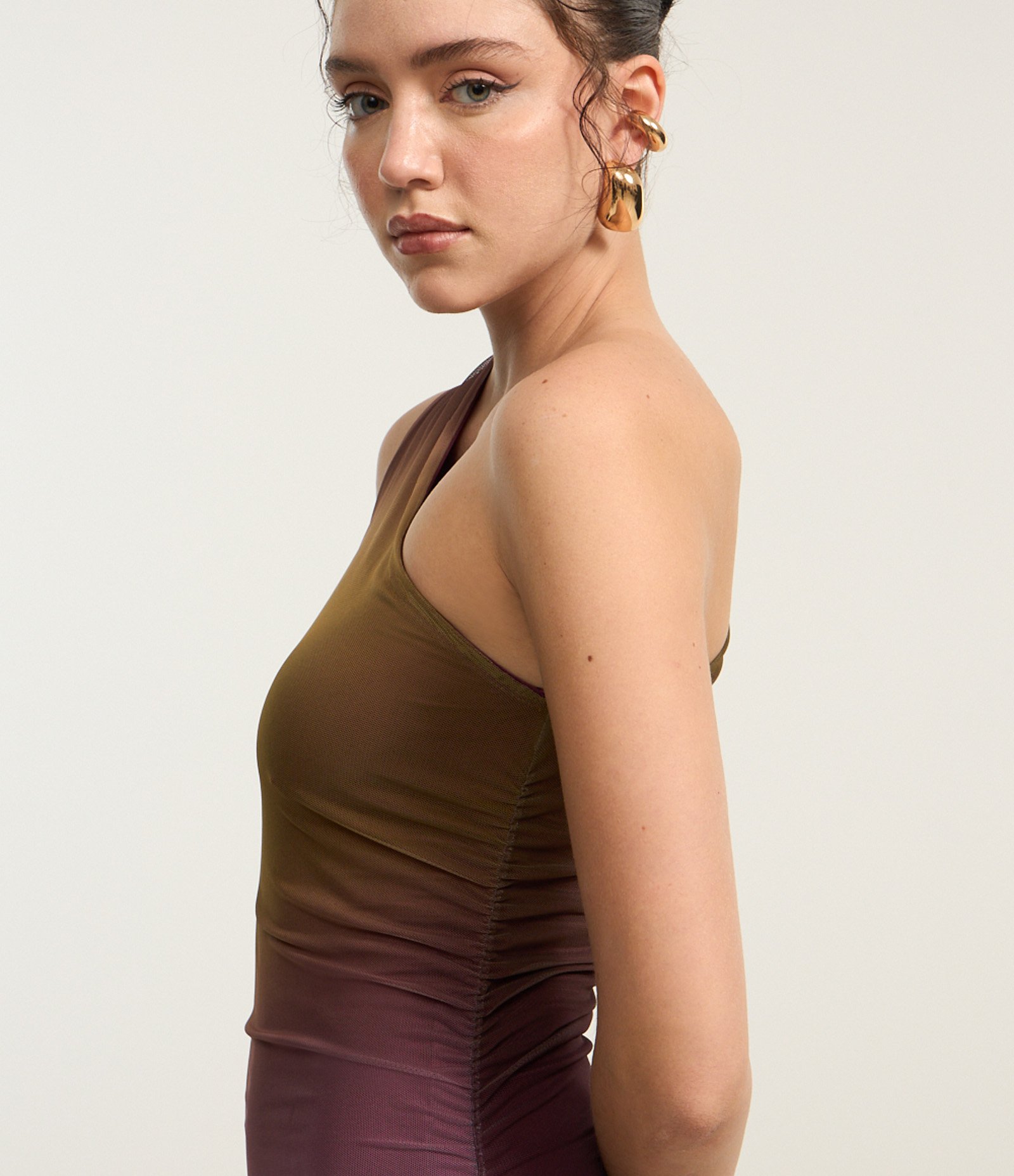 Vestido New Midi em Tule Degradê com Ombro Só Multicores 3