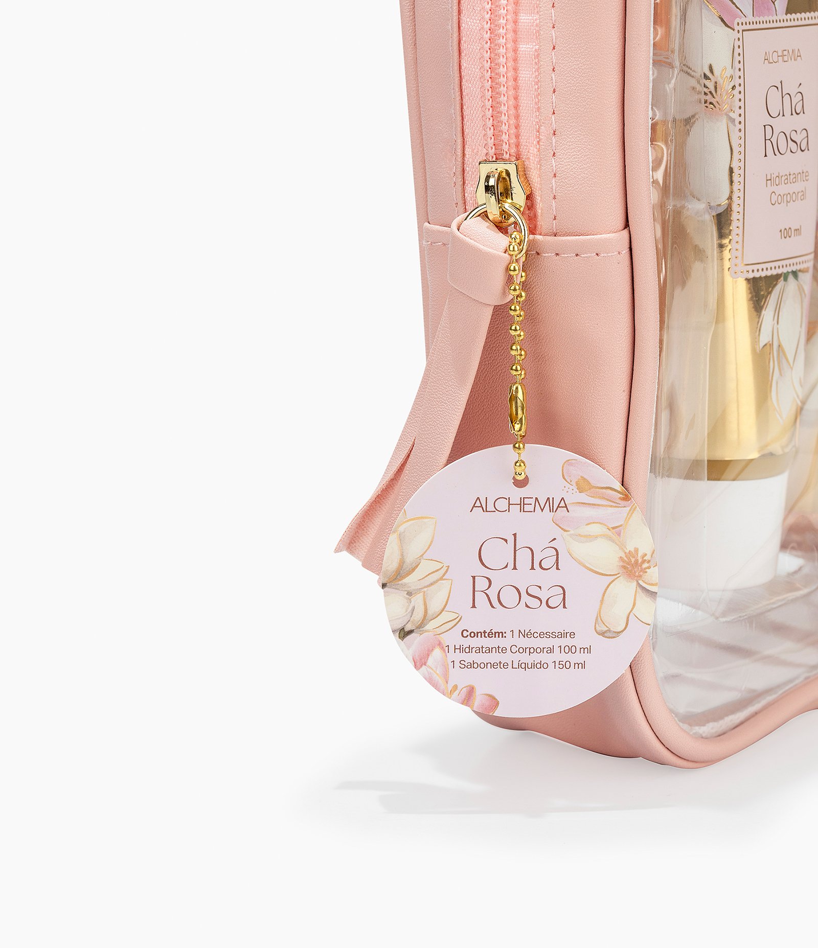 Kit Nécessaire Rosa Chá Rosa com Sabonete Liquido  Alchemia + Hidratante Corporal  Mães Alchemia 


 KIT 4