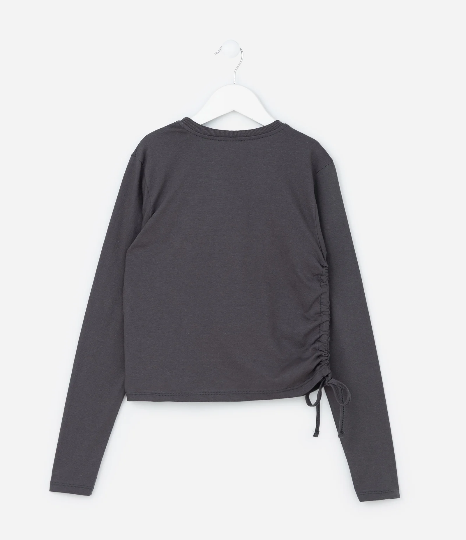 Camiseta Infantil com Amarração e Estampa Kuromi - Tam 5 a 14 Anos Cinza 2